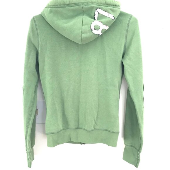 Y2K Aeropostale hoodie green women S spell out hood zip patches retro skater - Picture 7 of 9
